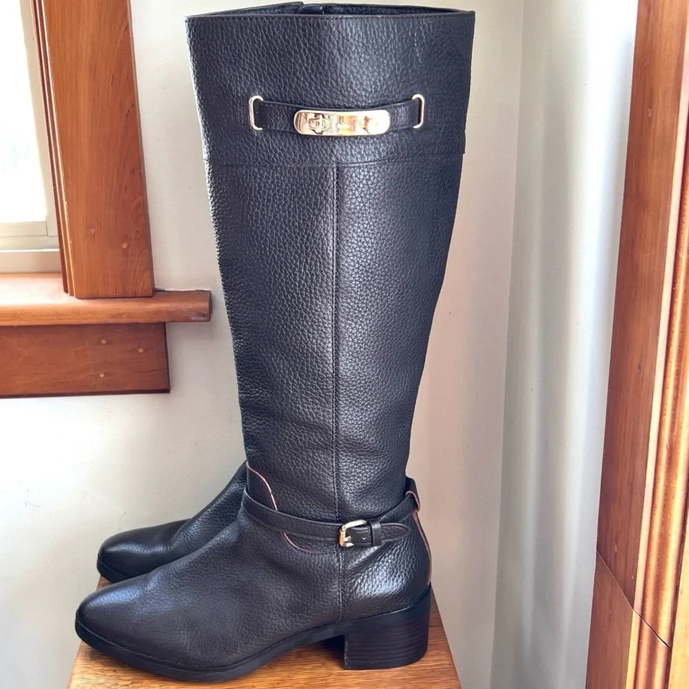 Coach Sullivan Riding Safari Chestnut Pebbled Leather Boots Brown Size 9.5 - Picture 7 of 12